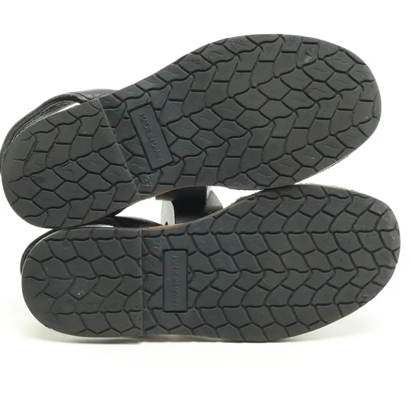 Alohas Leather Slingback Flats Sandals Women‘s Shoe US6.5 EU 37 Black