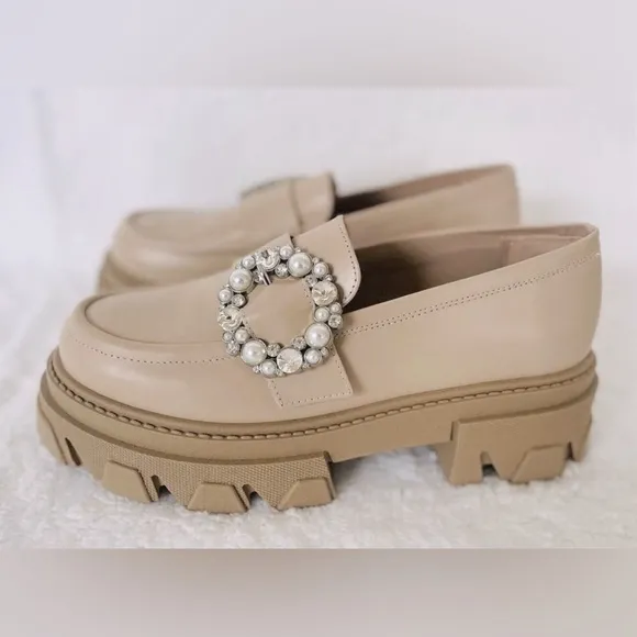 Alohas Platform Loafer Trailblazer Crystal Stone Beige EU 38 / US size 7.5