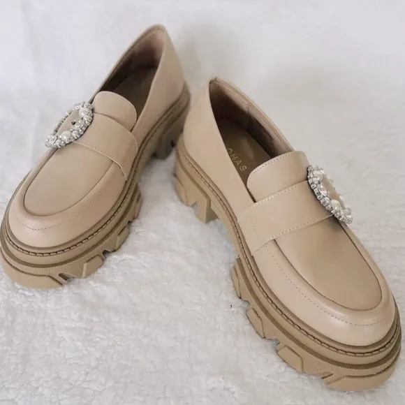 Alohas Platform Loafer Trailblazer Crystal Stone Beige EU 38 / US size 7.5