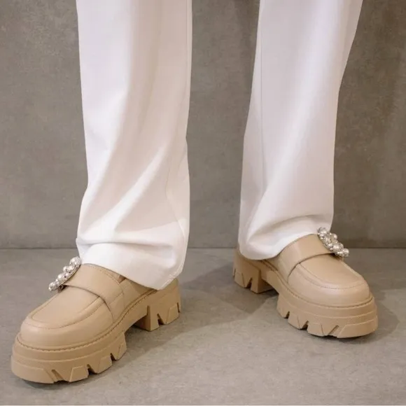Alohas Platform Loafer Trailblazer Crystal Stone Beige EU 38 / US size 7.5