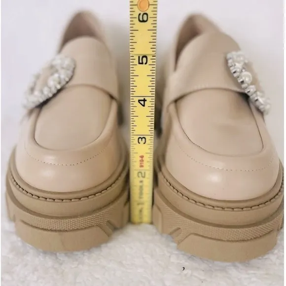 Alohas Platform Loafer Trailblazer Crystal Stone Beige EU 38 / US size 7.5
