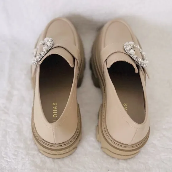 Alohas Platform Loafer Trailblazer Crystal Stone Beige EU 38 / US size 7.5