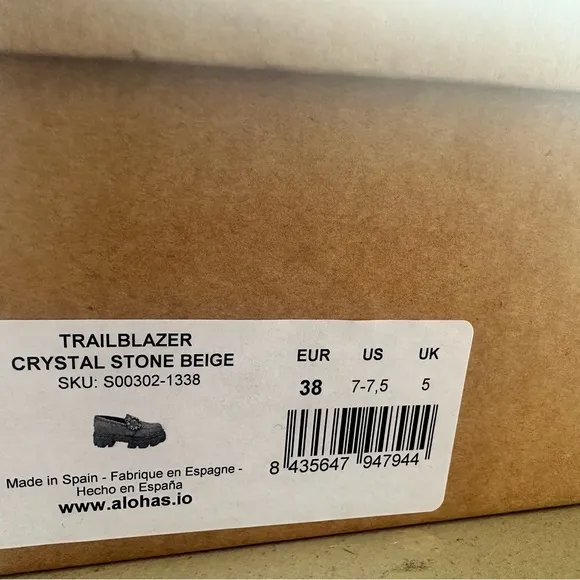Alohas Platform Loafer Trailblazer Crystal Stone Beige EU 38 / US size 7.5