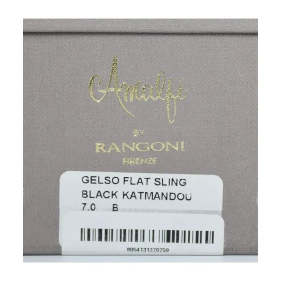 AMALFI BY RANGONI NIB GELSO BLACK KATMANDOU SLINGBACK FLATS. SIZE 7M