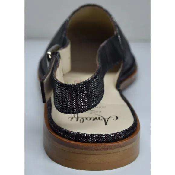 AMALFI BY RANGONI NIB GELSO BLACK KATMANDOU SLINGBACK FLATS. SIZE 7M
