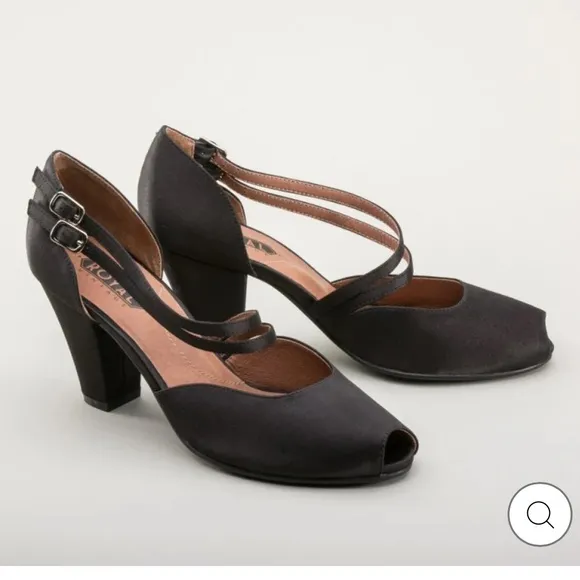 American Dutchess Royal Vintage Zella 1940's Duo-Strap Sandals Black Women 6