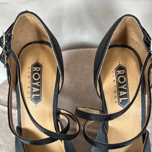 American Dutchess Royal Vintage Zella 1940's Duo-Strap Sandals Black Women 6