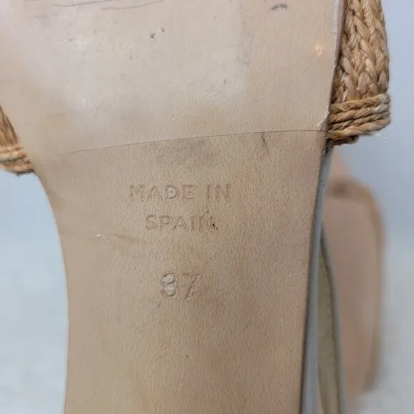 Ana Palma Beige Made In Spain Slingback Flats Sandals Shoes Size 6.5