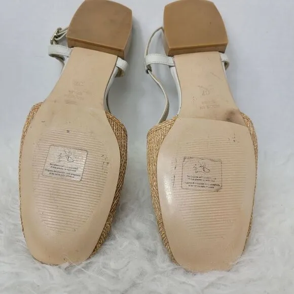 Ana Palma Beige Made In Spain Slingback Flats Sandals Shoes Size 6.5