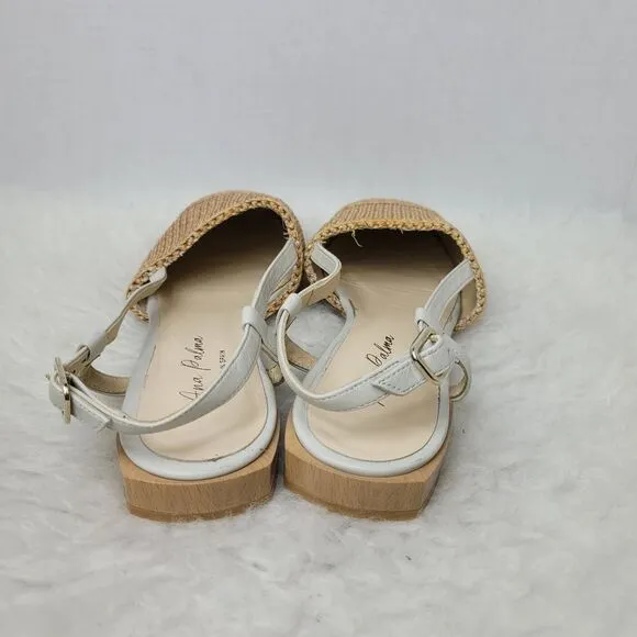 Ana Palma Beige Made In Spain Slingback Flats Sandals Shoes Size 6.5