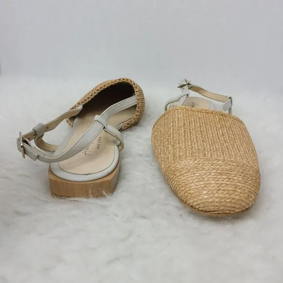 Ana Palma Beige Made In Spain Slingback Flats Sandals Shoes Size 6.5