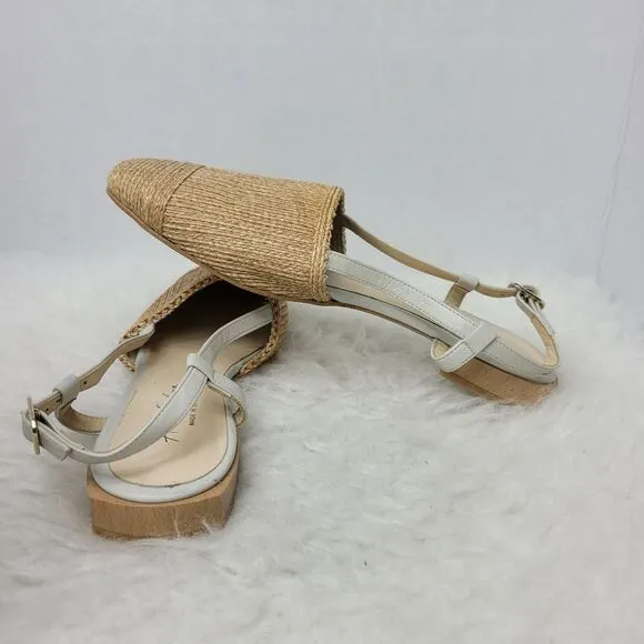 Ana Palma Beige Made In Spain Slingback Flats Sandals Shoes Size 6.5