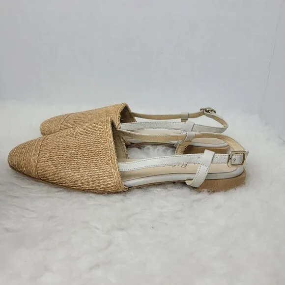 Ana Palma Beige Made In Spain Slingback Flats Sandals Shoes Size 6.5
