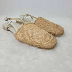 Ana Palma Beige Made In Spain Slingback Flats Sandals Shoes Size 6.5