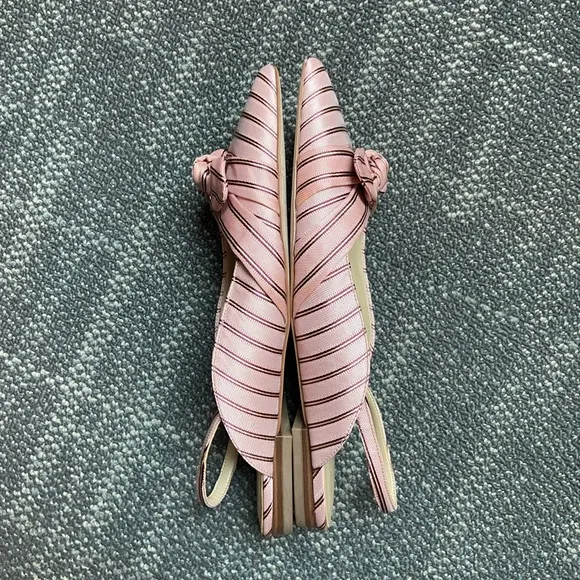 Ann Taylor Hermione Striped Bow Slingback Flats in Luminous Blush