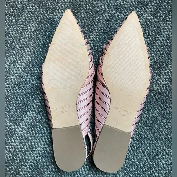 Ann Taylor Hermione Striped Bow Slingback Flats in Luminous Blush