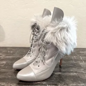 Ann Taylor Leather and Fur Heeled Booties