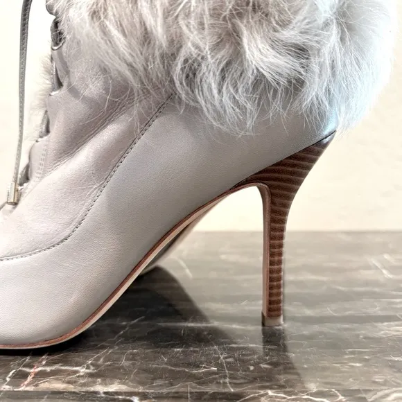 Ann Taylor Leather and Fur Heeled Booties