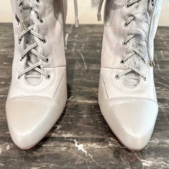 Ann Taylor Leather and Fur Heeled Booties
