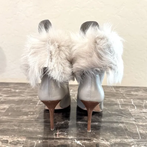 Ann Taylor Leather and Fur Heeled Booties
