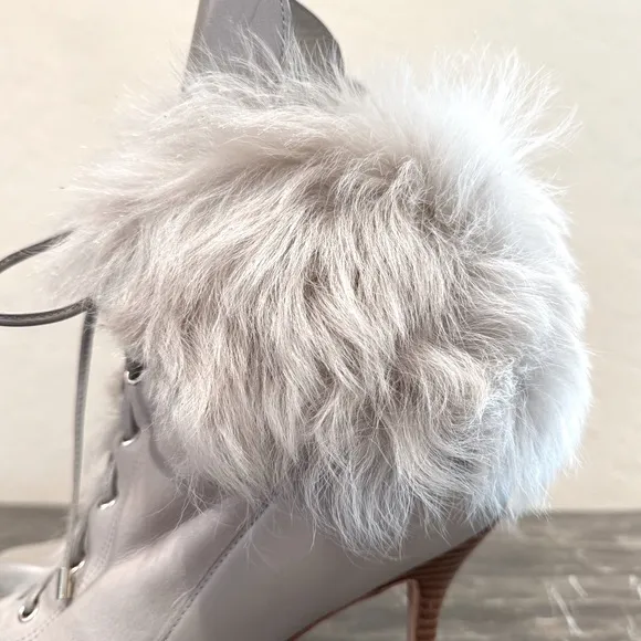 Ann Taylor Leather and Fur Heeled Booties