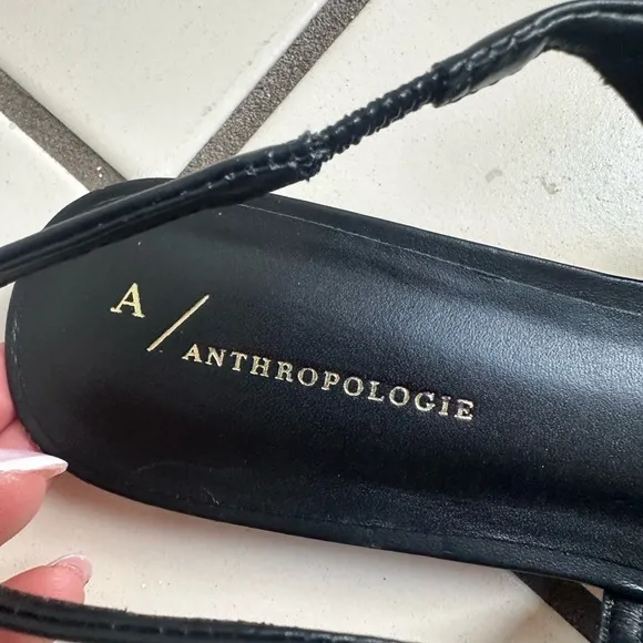 Anthropologie Black Mesh Slingback Flats- Size 7- NWOT
