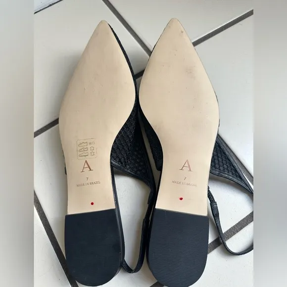 Anthropologie Black Mesh Slingback Flats- Size 7- NWOT
