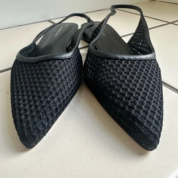 Anthropologie Black Mesh Slingback Flats- Size 7- NWOT