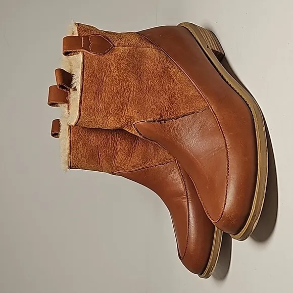 Anthropologie F-Troupe Booties Ankle Boots Brown Leather Shearling London 39