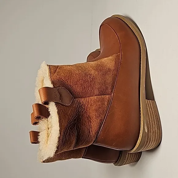 Anthropologie F-Troupe Booties Ankle Boots Brown Leather Shearling London 39