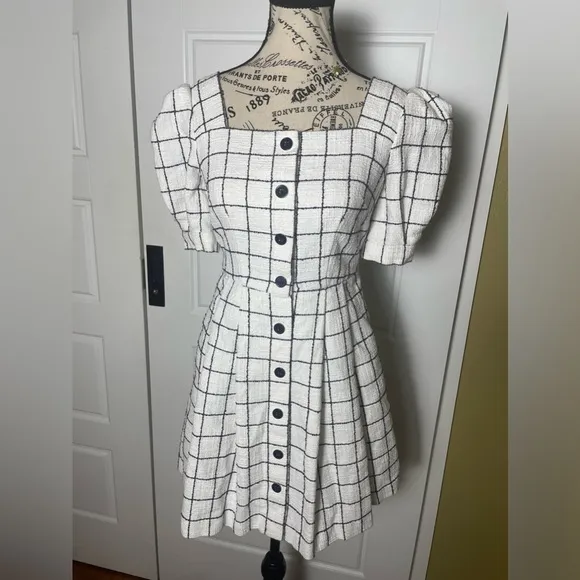 Anthropologie Gal Meets Glam Dawn windowpane mini dress