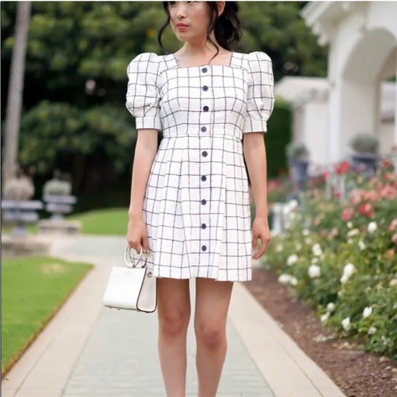 Anthropologie Gal Meets Glam Dawn windowpane mini dress