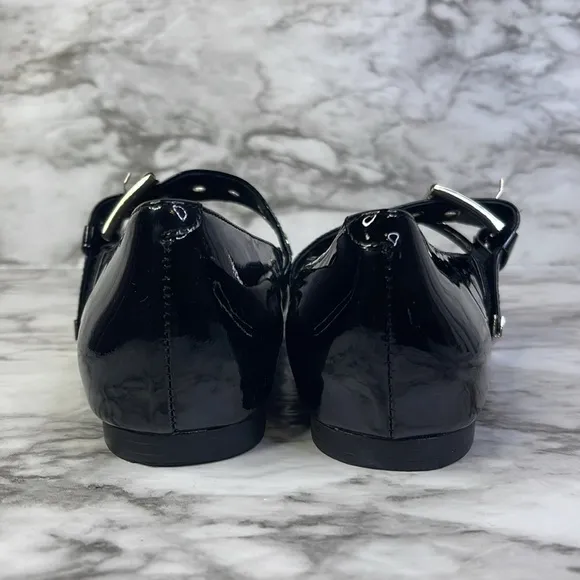 Anthropologie Jeffrey Campbell Women's Black Lilly Buckle Slingback Flats 7.5
