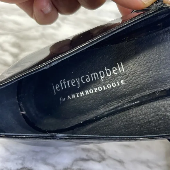 Anthropologie Jeffrey Campbell Women's Black Lilly Buckle Slingback Flats 7.5