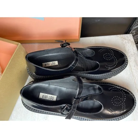 Anthropology Bibi Lou &quot;Cathy&quot; Leather T-Strap Mary Janes loafers Size 41 (10US)