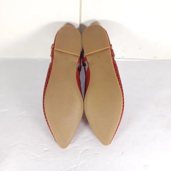 Antonio De Faria Women’s US8,5 EU 39 Red Leather Perforated Slingback Flats