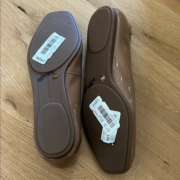 ANTONIO MELANI Tan Ballet Flats Square-Toe Design