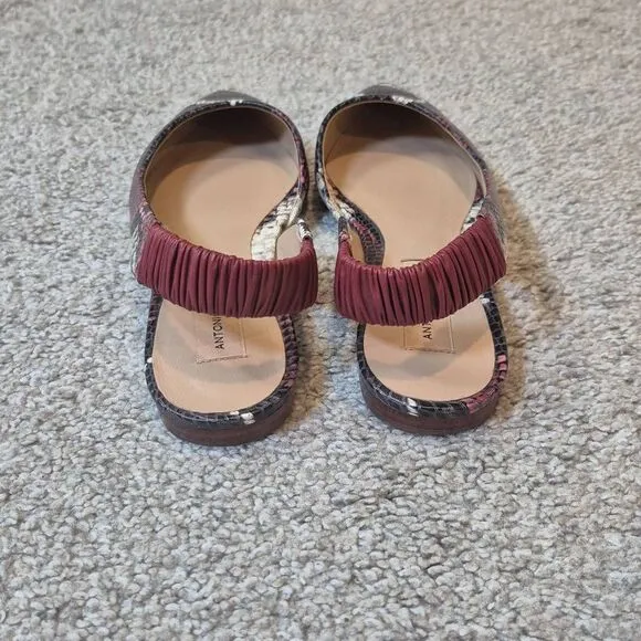 Antonio Melani Women's Snake Print Leather Slingback Flats Size 7