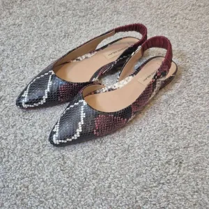 Antonio Melani Women's Snake Print Leather Slingback Flats Size 7