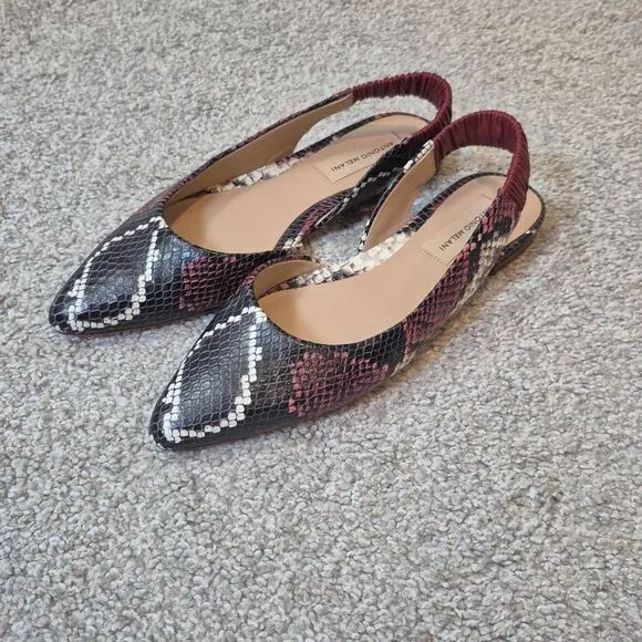 Antonio Melani Women's Snake Print Leather Slingback Flats Size 7
