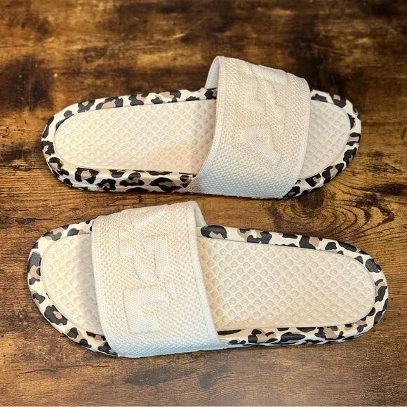 APL Cream and Leopard Slide Sandals