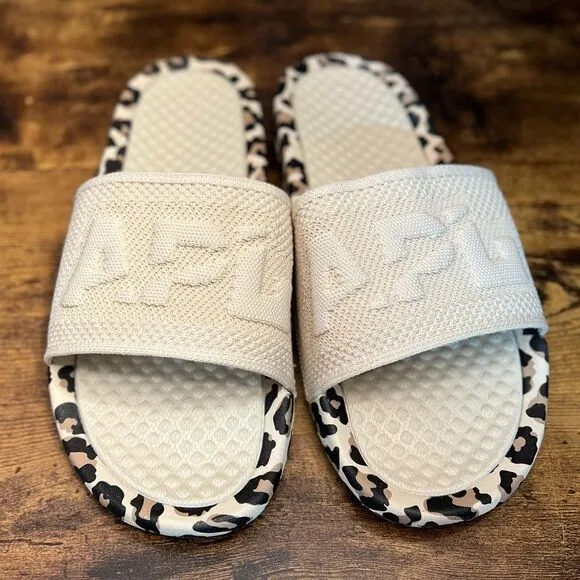 APL Cream and Leopard Slide Sandals