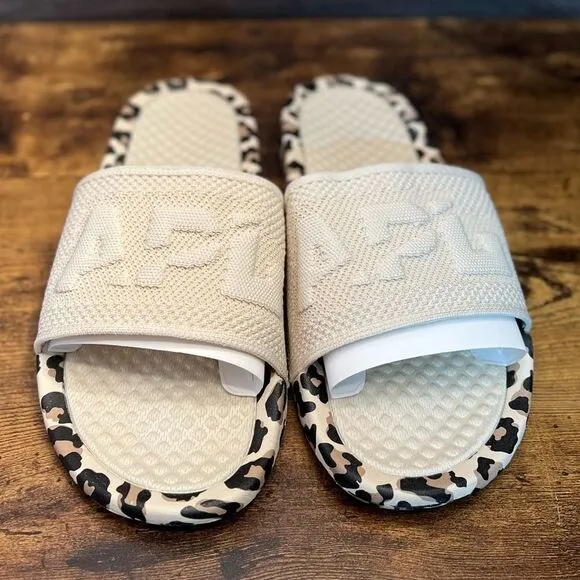 APL Cream and Leopard Slide Sandals