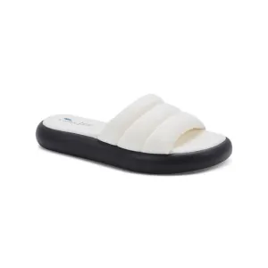 AQUA COLLEGE Womens White Snake Simona Toe Platform Slip On Slide Sandals 7 M