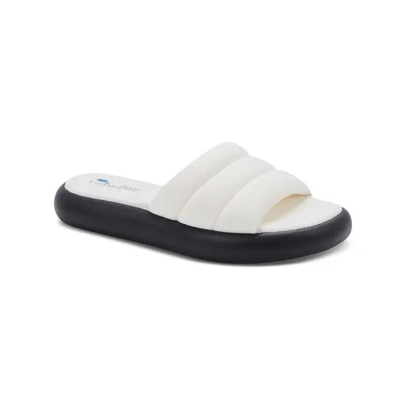 AQUA COLLEGE Womens White Snake Simona Toe Platform Slip On Slide Sandals 7 M
