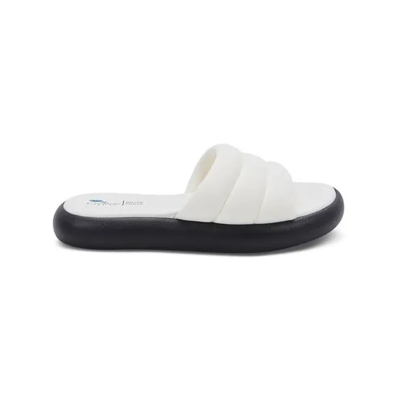 AQUA COLLEGE Womens White Snake Simona Toe Platform Slip On Slide Sandals 7 M