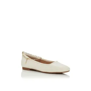 AQUA Womens Ivory Chain Lobster Clasp Gabby Toe Slip On Leather Ballet Flats 8 M