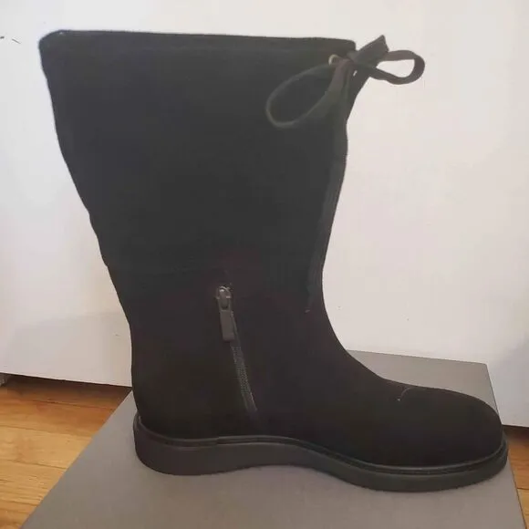 Aquatalia Black Camillia Suede And Shearling Boots Size 10 Worn Once With Box