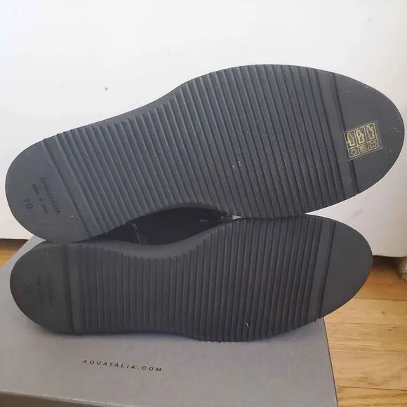 Aquatalia Black Camillia Suede And Shearling Boots Size 10 Worn Once With Box