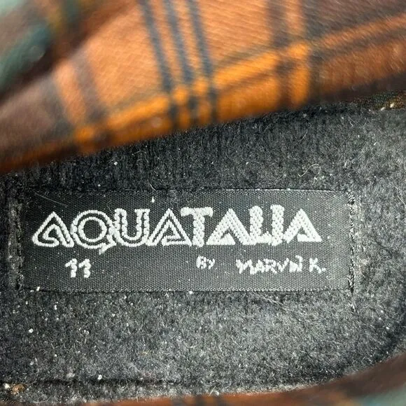 Aquatalia Brown Suede Leather Wedge Bootie Boots Size 11 Shearling Zipper Buckle